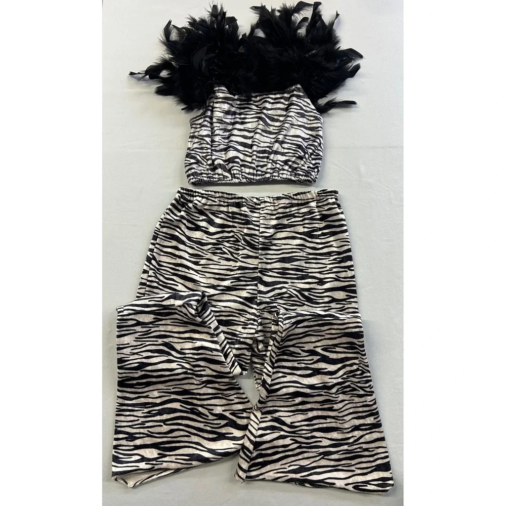 Vintage Jo-Ann Stores Kids Zebra Print 2-Piece Costume Set size MEdium